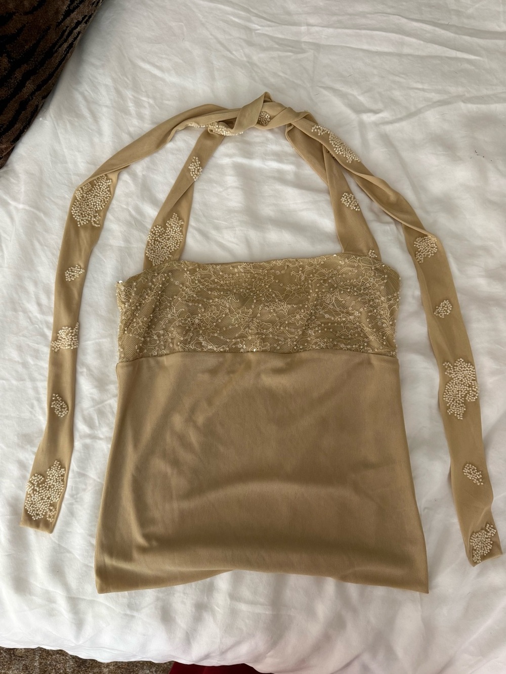 NWT Zara Embroidered Halter Top Light green/khaki size small